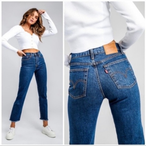 Levi’s wedgie straight jeans raw hem NWT 27 - Picture 14 of 16